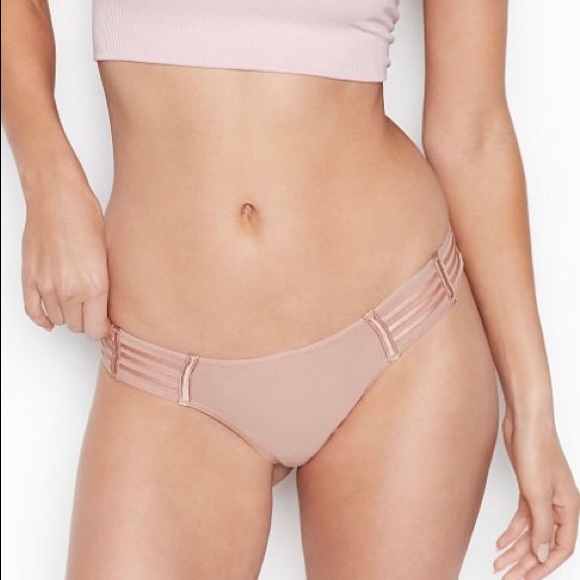 Victoria’s Secret 34C & Small Cheekini Tanga Mesh Caged Bra Set in Demure Pink - Picture 4 of 5